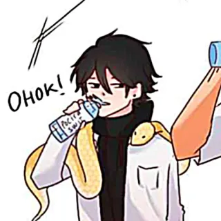 🐈‍⬛️ 00991d98 ОНОК! Anime, Kreskówka, Wąż, Woda, Butelka telegram sticker