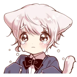 😢 05172da4 anime, gato, fofo, mangá, triste, kawaii, menino telegram sticker