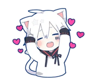 🥰 e2868e38 fofo, anime, orelhas de gato, corações, kawaii telegram sticker