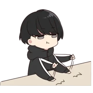 😤 ed450ab0 homem, anime, gesto, sentado, personagem telegram sticker