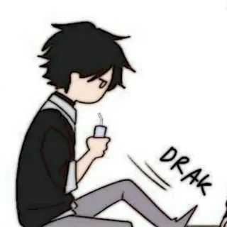 🗿 dbbf1486 DRAK Anime, Dessin animé, Assis, Boire, Personnage whatsapp sticker