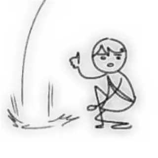 🐾 2688d61c boneco palito, agachado, gesto, desenhado à mão, desenho animado, contorno telegram sticker