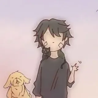 🐾 5c417f98 desenho animado, menino, cachorro, gato, adesivo, kawaii telegram sticker