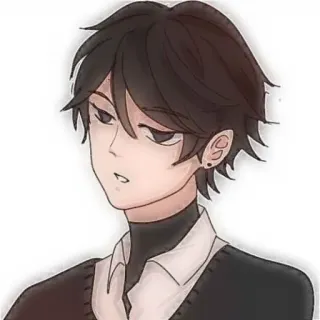 🐾 77bc1417 anime, retrato, desenho animado, homem, cara, cabelo preto telegram sticker