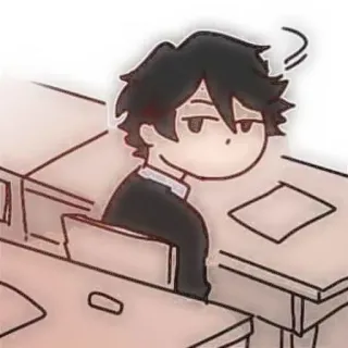 🐾 bdacded5 desenho animado, escola, entediado, escrivaninha, anime, mangá telegram sticker