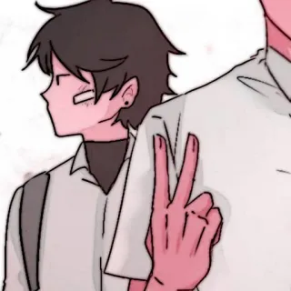 🦎 7adbce08 漫画, アニメ, 青春, 友情, ピースサイン, キャラクター telegram sticker