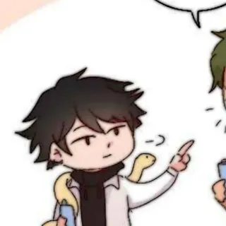 🐈‍⬛️ 207632d4 만화, 치비, 뱀, 가리키는, 애니메이션 telegram sticker