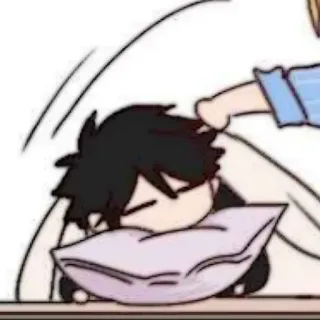 🐈‍⬛️ 58e63829 잠, 베개, 귀여운, 치비, 애니, 만화 telegram sticker