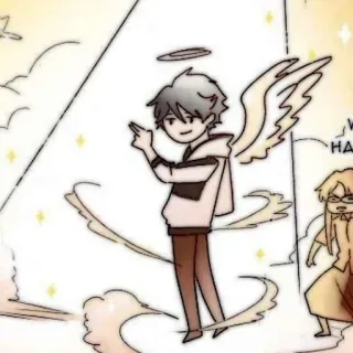 🐈‍⬛️ 985a3280 천사, 만화, 날개, 후광, 캐릭터, 그림 telegram sticker