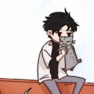 🐈‍⬛️ b0111d74 만화, 사람, 고양이, 포옹, 귀여운 telegram sticker