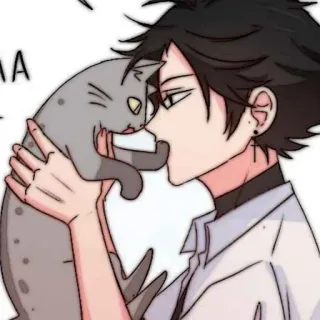 🐈‍⬛️ b25a483c 고양이, 소년, 애니메이션 스타일, 귀여운, 애완 동물, 남자, 카와이 telegram sticker