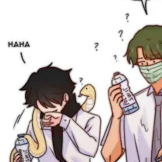 🐈‍⬛️ b36362b0 HAHA 만화, 애니메이션, 소년, 마스크, 뱀, 물병, 유머 telegram sticker