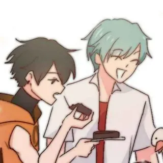 🐈‍⬛️ ef16c173 애니메이션, 만화, 먹기, 케이크, 친구, 행복 telegram sticker