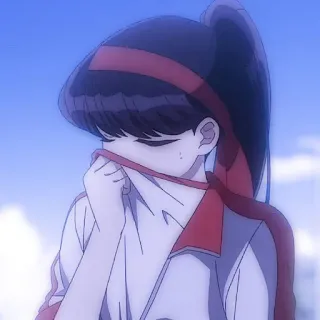 ☂️ a0a11fa5 Komi Shouko Komi Can't Communicate 애니메이션, 코미 양은 커뮤증입니다, 코미 쇼코, 교복, 얼굴 붉힘, 수줍음 telegram sticker