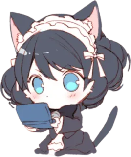 🤳 bfef2dbc Anime, Katze, Neko, Kawaii, Maid, Süß, Chibi, Manga whatsapp sticker