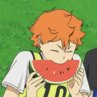 🥞 3427fe45 Hinata Shoyo Haikyuu!! Anime, Watermeloen, Eten, Jongen, Hinata Shoyo, Haikyuu telegram sticker