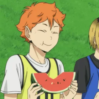 🥞 afa2ab50 anime, watermeloen, Haikyuu, eten, glimlachend, karakter telegram sticker