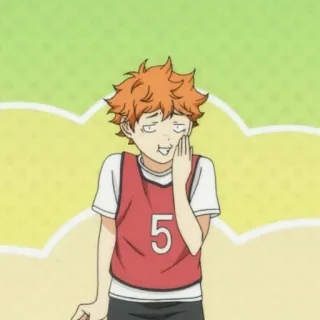 ⛈ f44ecb44 Hinata Shoyo Haikyuu!! anime, hinata shoyo, haikyuu, cartoon, volleybal, grappig telegram sticker