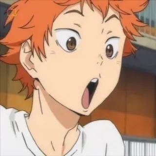🧡 c2b3515e Hinata Haikyuu!! anime, character, shocked, surprised, boy, orange hair, haikyuu whatsapp sticker