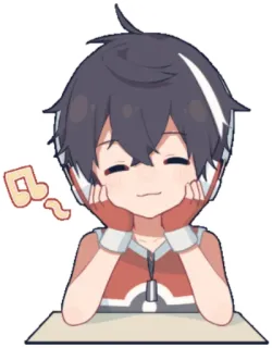 🤗 2656b900 애니메이션, 치비, 귀여운, 행복한, 음악, 헤드폰 telegram sticker