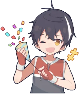 🎉 540fb747 종이조각, 소년, 만화, 귀여운, 파티, 축하 telegram sticker