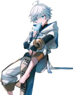 🍦 64d2894d Chongyun Genshin Impact 애니메이션, 원신, 중운, 아이스크림, 귀여운, 파란 머리, 비디오 게임 telegram sticker