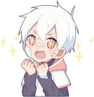 ⭐️ 7cffa55b 애니메이션, 소년, 만화, 귀여운, 스티커, 감정적, 땀, 반짝이 telegram sticker