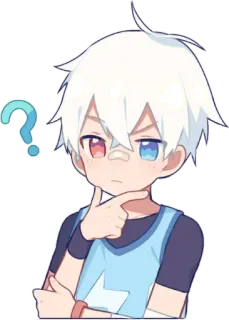 🤔 9f3ce5db 애니메이션, 소년, 캐릭터, 혼란스러움, 질문, 생각 중 telegram sticker