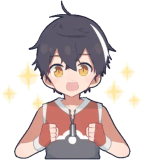 ⭐ b5c1ea97 애니메이션, 소년, 만화, 반짝임, 귀여운, 행복한 telegram sticker