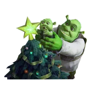 🎄 869b5a66 Shrek Shrek, Christmas, Christmas tree, cartoon, family telegram sticker
