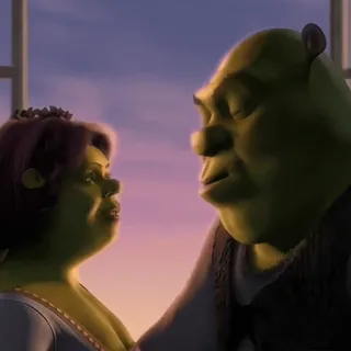 🪲 06d18e9c Shrek shrek, fiona, ogro, animación, película, pareja whatsapp sticker