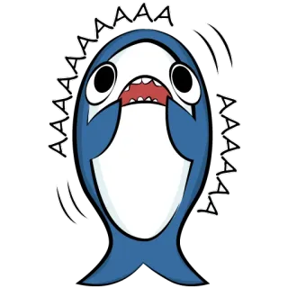 😱 34313012 AAAAAAA tubarão, animal, desenho animado, engraçado, mar, adesivo telegram sticker
