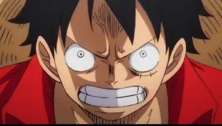 😡 cf363320 Monkey D. Luffy One Piece Anime, Mangá, Desenho animado, Irritado, Determinado, Rosto, Personagem telegram sticker