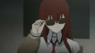 😎 932d6050 Kurisu Makise Steins;Gate аниме, женщина, солнцезащитные очки, крутой, Врата Штейна, ученый telegram sticker