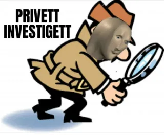 🧐 b48e0566 PRIVETT INVESTIGETT Meme, Detective, Investigatore, Stonks, Divertente, Privet telegram sticker