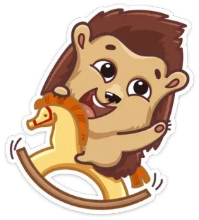😃 c6898211 egel, dier, schommelpaard, speelgoed, schattig, sticker telegram sticker