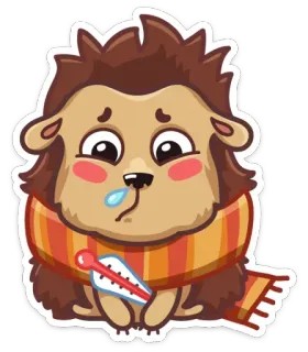 🤒 e02da770 egel, ziek, thermometer, verkoudheid, cartoon, dier telegram sticker
