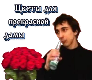 🌹 2654ed6c Цветы для прекрасной дамы flores, rosas, ramo, hombre, bebiendo telegram sticker