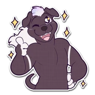 😏 524778e1 anjing, kartun, hewan, lucu, jempol ke atas, berkilau telegram sticker