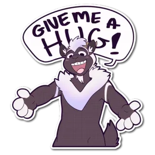 😥 6a469664 GIVE ME A HUG! binatang, peluk, lucu, menyenangkan, kartun, permintaan, ramah telegram sticker