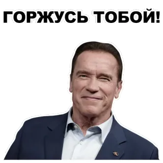 🙏 37986c48 Arnold Schwarzenegger ГОРЖУСЬ ТОБОЙ! Arnold Schwarzenegger, acteur, politicien, célébrité whatsapp sticker