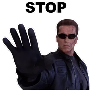 👋 9eb90083 Terminator STOP Arnold Schwarzenegger, Terminator, stop, film, action, robot whatsapp sticker