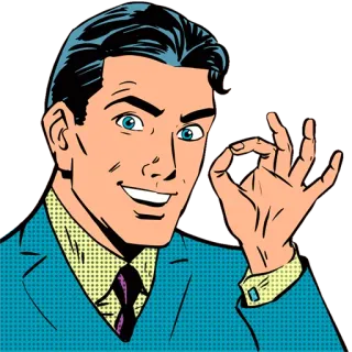 👌 34ad647d 好的, 手势, 赞同, 男人, 复古 telegram sticker