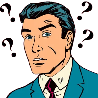 😟 5394a0eb 男人, 问号, 困惑, 思考, 卡通 telegram sticker