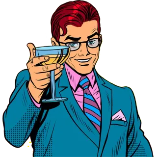 🍷 60b581c5 男人, 吐司, 葡萄酒, 庆祝, 西装, 派对 telegram sticker