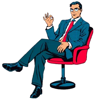 👌 7bb51eb2 男人, 商人, 西装, 坐着, 椅子, OK手势 telegram sticker