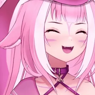 👾 1bd11d2c garota anime, vtuber, cabelo rosa, fofa, presas, coleira, sorrindo telegram sticker