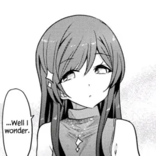 🤔 2b7c50d3 ...Well I wonder. Anime, Manga, Mädchen, Denken, Nachdenklich, Ausdruck whatsapp sticker