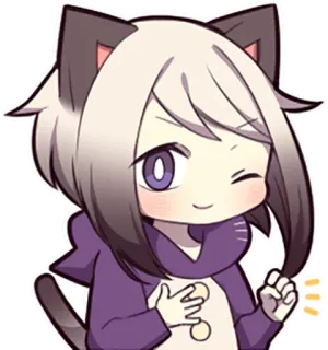 😉 12538583 Аниме, Кот, Девушка-кошка, Милый, Наклейка telegram sticker