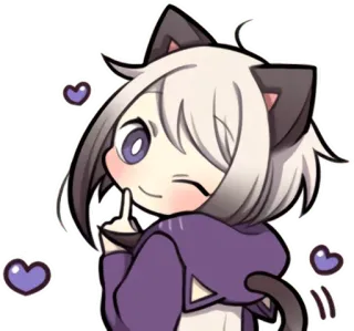 🤐 810885d2 Аниме, Девушка-кошка, Каваий, Милый, Наклейка, Мультфильм telegram sticker